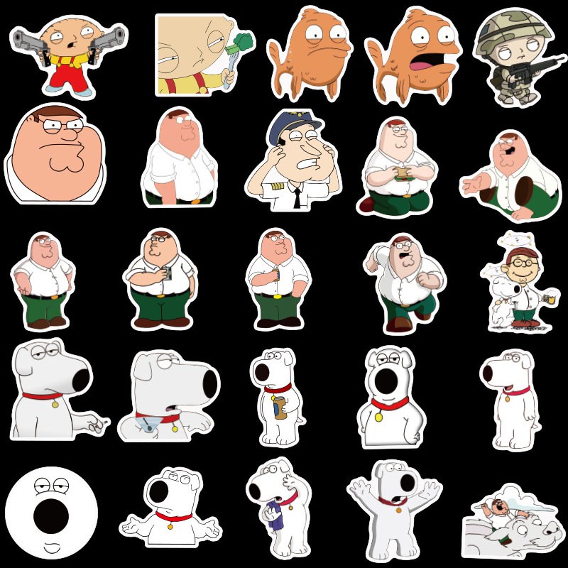 Set 100 miếng dán chống thấm nước hình nhân vật trong Family Guy độc đáo