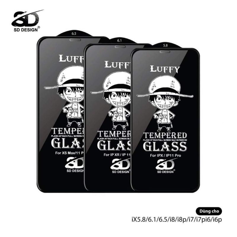 Kính cường lực chống nhìn trộm iphone Luffy hãng SD design xịn như kingkong