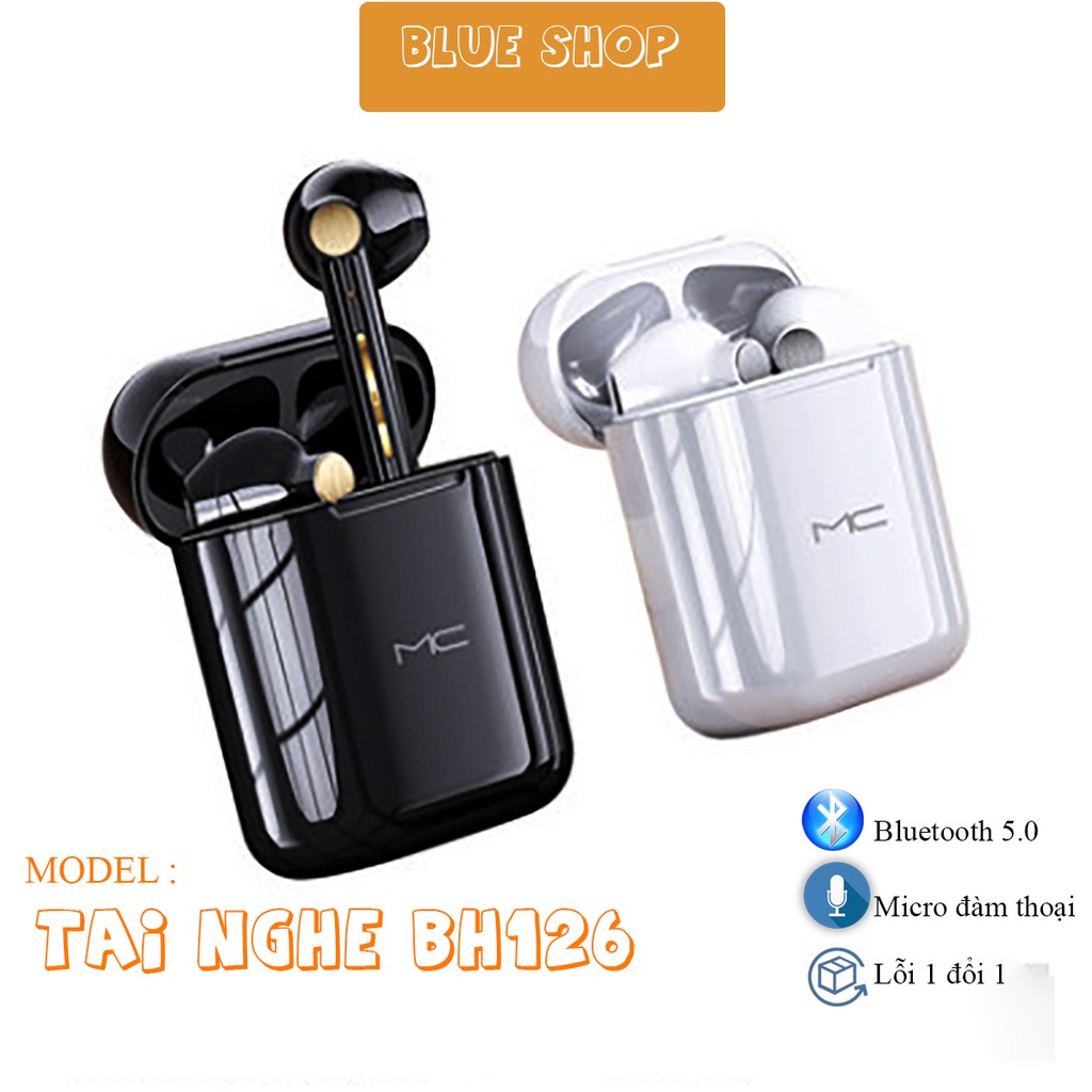 Tai nghe True Wireless Bluetooth BH126 Không Dây 5.0 cảm ứng chống nước IPX5,Tai nghe không dây  tương thích IOS ANDROID