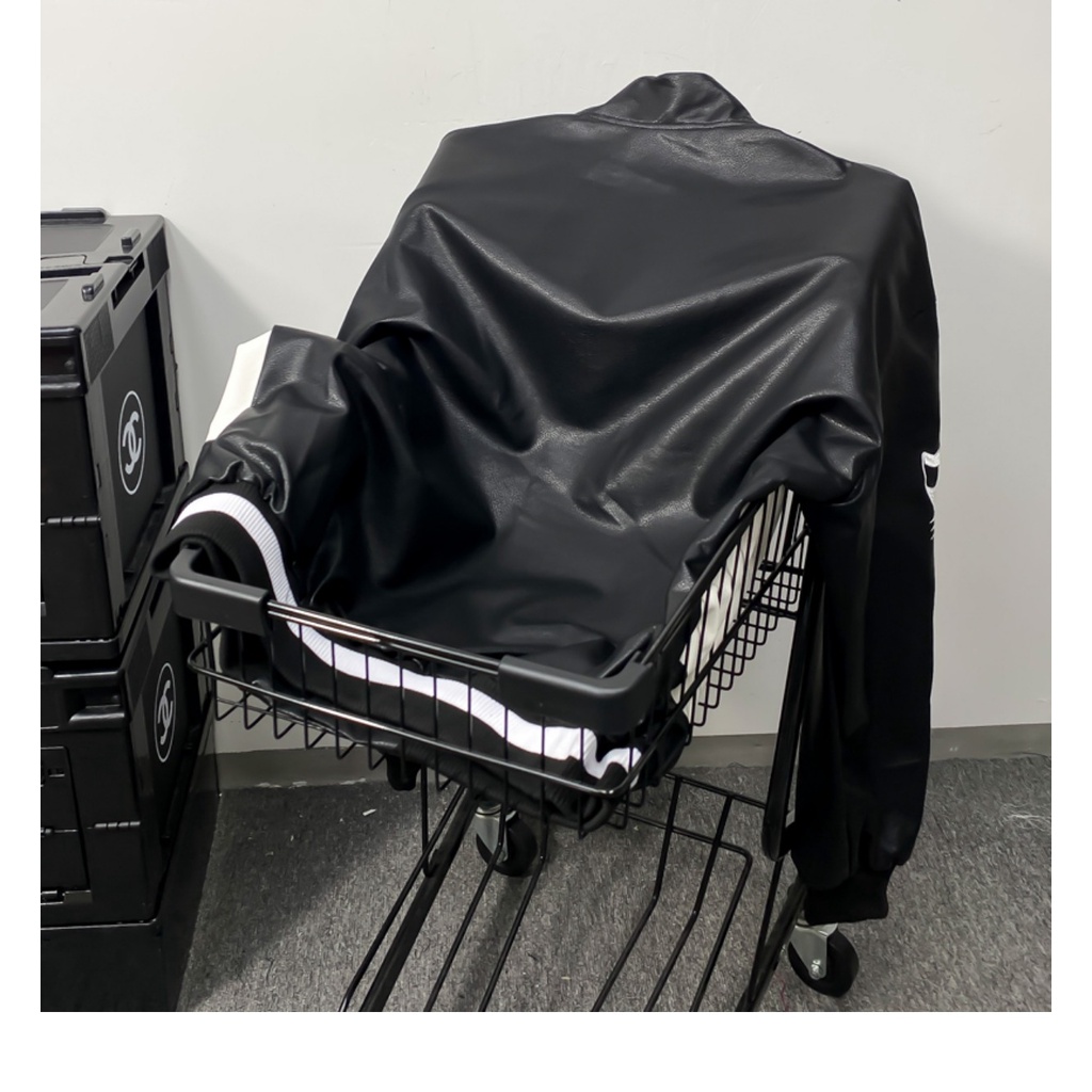 Áo Khoác Bóng Chày Da pu Phối Màu Tương Phản Kiểu Retro Cá Tính Cho Nam Và Nữ