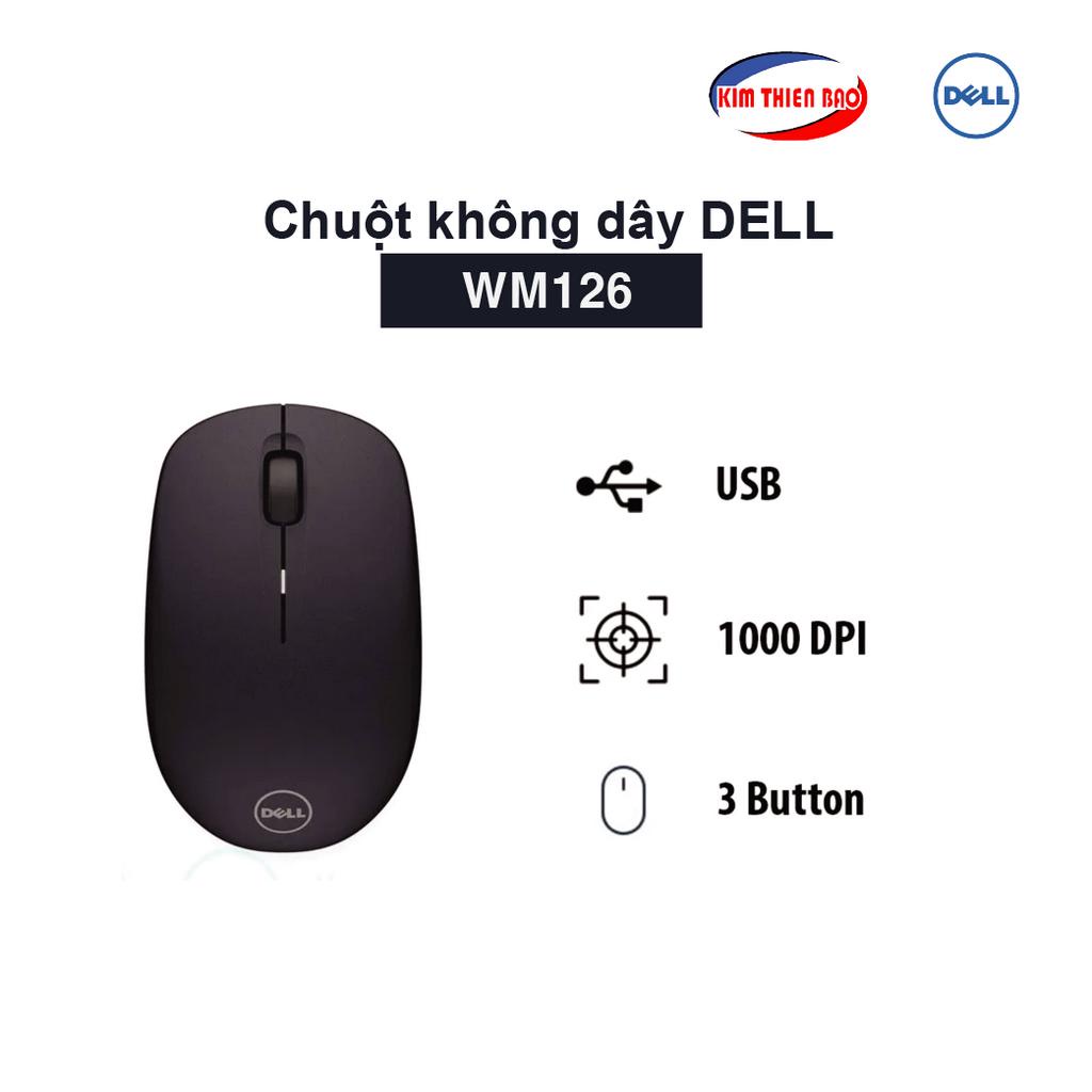 Chuột không dây/ Chuột máy tính Dell không dây, phù hợp PC/ Laptop (WM126) (Chính hãng)