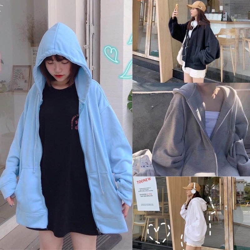 [MÃ UTNA69689 GIẢM 3000]Áo khoác nỉ trơn nam nữ basic ☘Hoodie đen trắng xanh ghi tím🍀 freesize form rộng hàn quốc | BigBuy360 - bigbuy360.vn