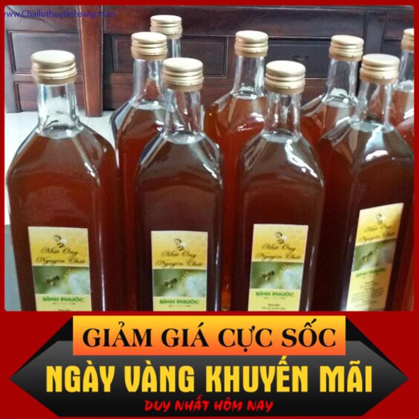 Chai thủy tinh vuông 1 lít nắp nhôm