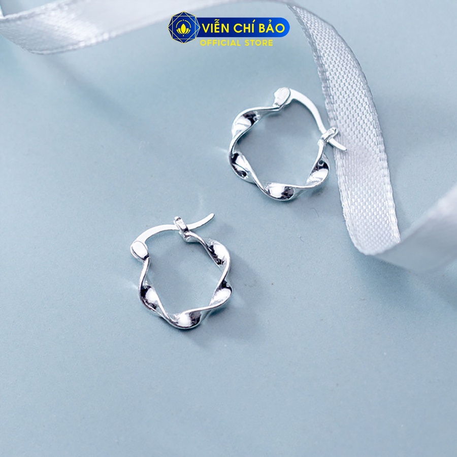 Bông tai bạc nữ khóa tròn xoắn sóng chất liệu bạc 925 thời trang phụ kiện trang sức Viễn Chí Bảo B400775