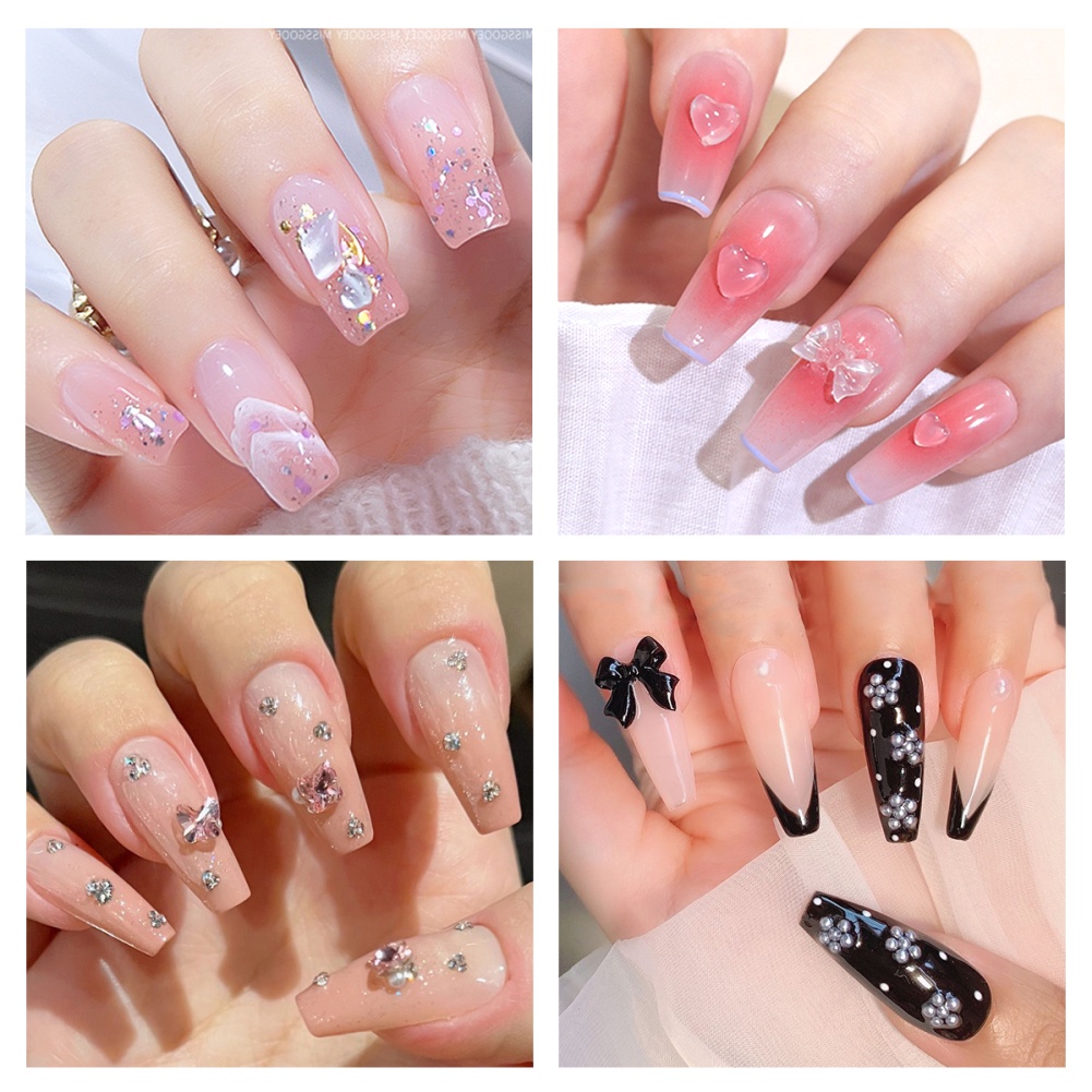 Keo Dán Móng Tay Màu Trơn Nhẹ Nhàng Lâu Trôi