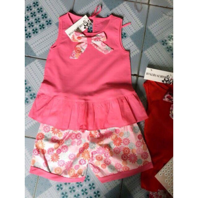 Bộ thô mềm nơ cổ quần hoa