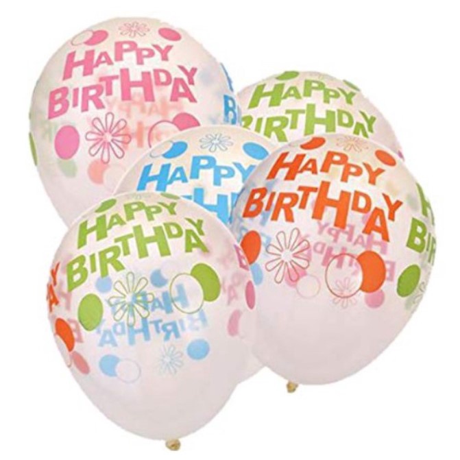 Bong Bóng Tròn Trong Suốt , In Happy Birthday Ngôi Sao Chấm Bi , Bong bóng Trang trí Sinh Nhật Tiệc Cướ Sự Kiện Ngày Lễ