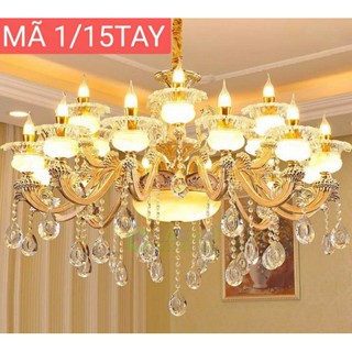 Tặng Kèm Bóng Đèn Chùm 15 Tay Đá Đúc Đặc Pha Lê