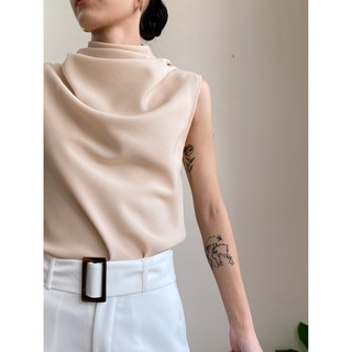 Áo cổ đổ sát nách màu da EDINI - A1170