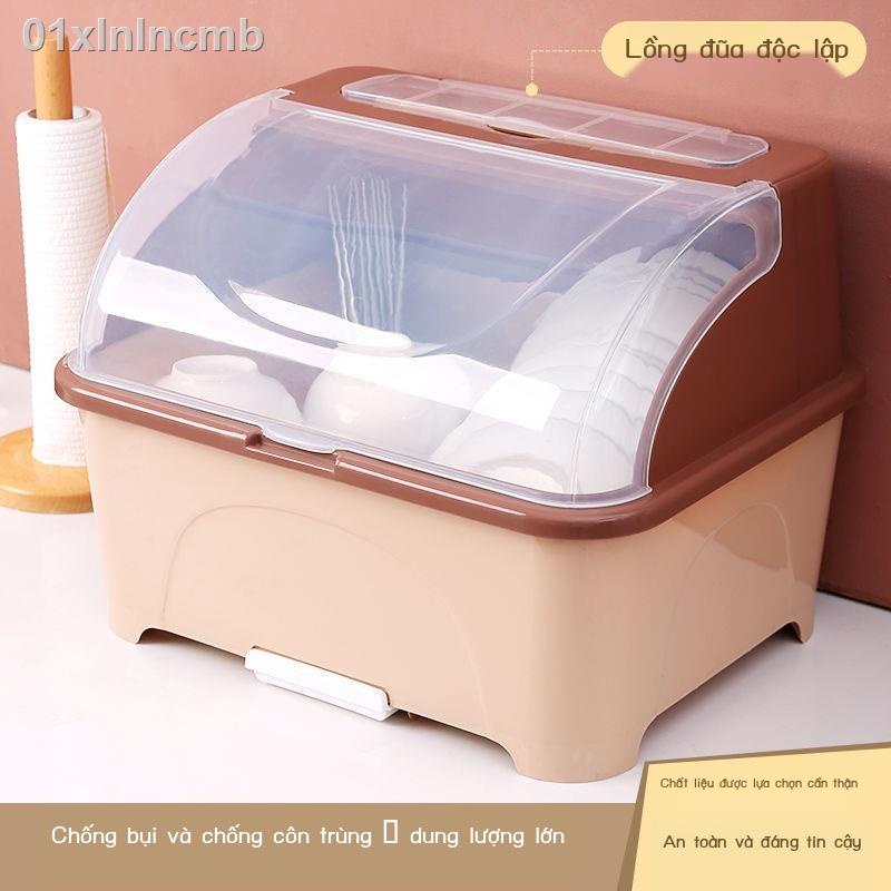 01xlnlncmbTủ bếp thoát nước có nắp đậy hộp đựng bát đĩa giá gia đình bộ đồ ăn nhỏ