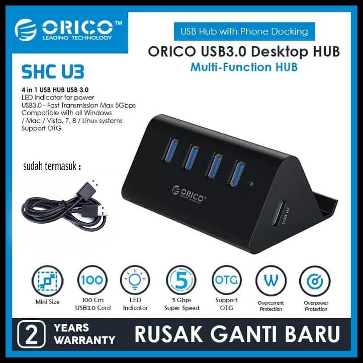 Bộ chia 4 cổng USB 3.0 Orico Shc U3 với điện thoại/máy tính bảng