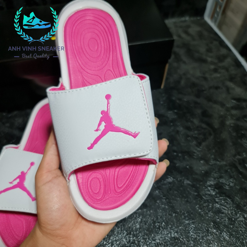 Dép Jordan Nữ Trắng Hồng Quai Dán