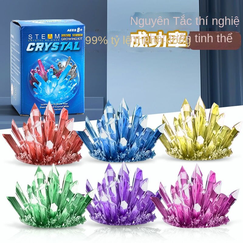 Thí nghiệm khoa học vui nhộn dành cho trẻ em, tự tay làm Tự trồng pha lê tăng trưởng hóa chất trồng kết tinh nguyên lý thí nghiệm hóa học 5 ngày nặn, đào tạo và học tập đồ chơi giáo dục trẻ em