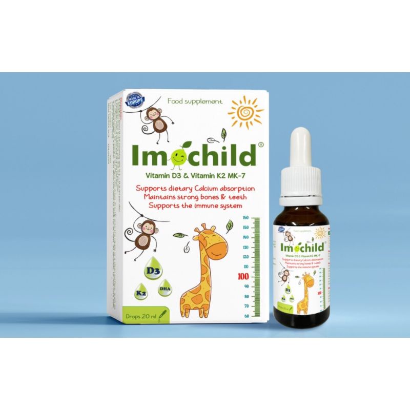 IMOCHILD D3K2 DROPS bổ sung vitamin D3 và K2 MK7 cho trẻ sơ sinh hấp thu Canxi tối đa giúp trẻ cao lớn thông minh