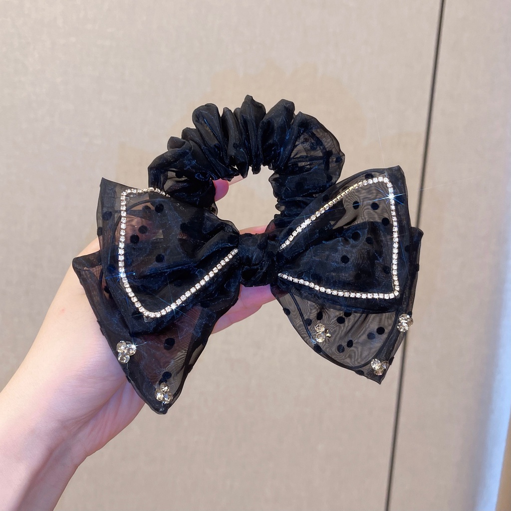 Dây Cột Tóc Cao Su Bản Lớn In Họa Tiết Chấm Bi / Hoa Xinh Xắn Thời Trang Cho Nữ