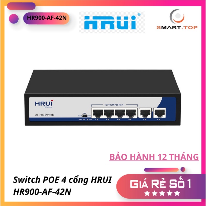 [CHÍNH HÃNG]Bộ chia mạng Switch POE 4 cổng HRUI HR900-AF-42N Cao cấp