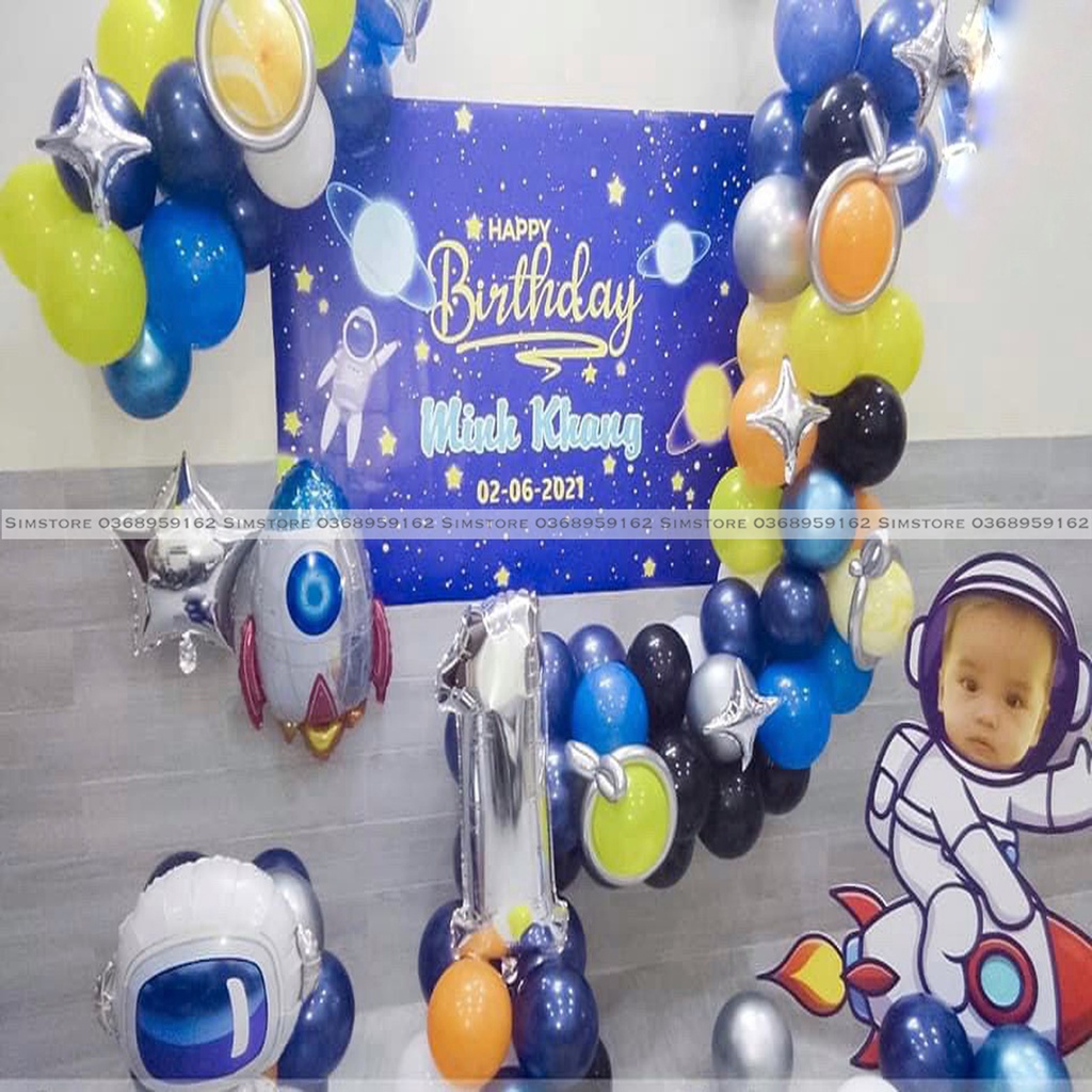 Backdrop trang trí sinh nhật bé trai bé gái phông bạt vải Silk, Hiflex in trực tiếp theo tên bé