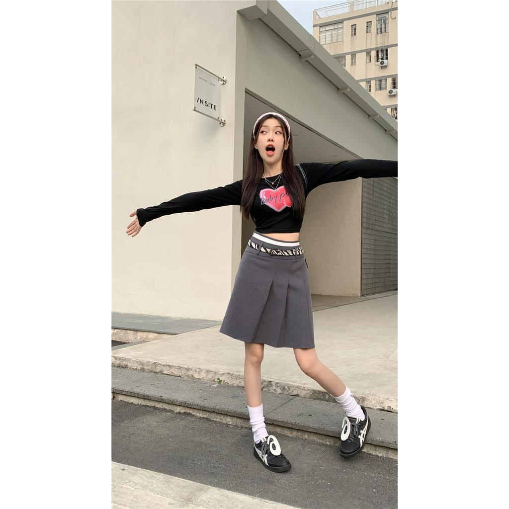 Áo Thun Lửng Tay Dài In Hình Trái Tim 60724