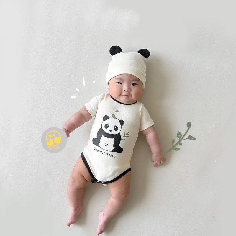 [Vải Thun lạnh] Bodysuit kèm mũ hình Bò sữa dễ thương chất mát lạnh bộ đồ thú cho bé mẫu quần áo sơ sinh từ 0 -12M