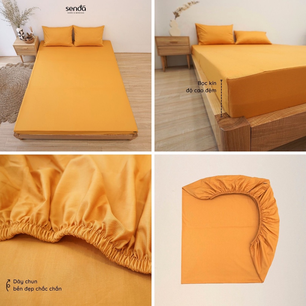 Ga giường 1m6x2m Cotton Twill Hàn Quốc Sen Đá Home Bedding cao cấp trơn màu, drap bo chun lụa trải nệm, ra đệm 1m6 x 2m