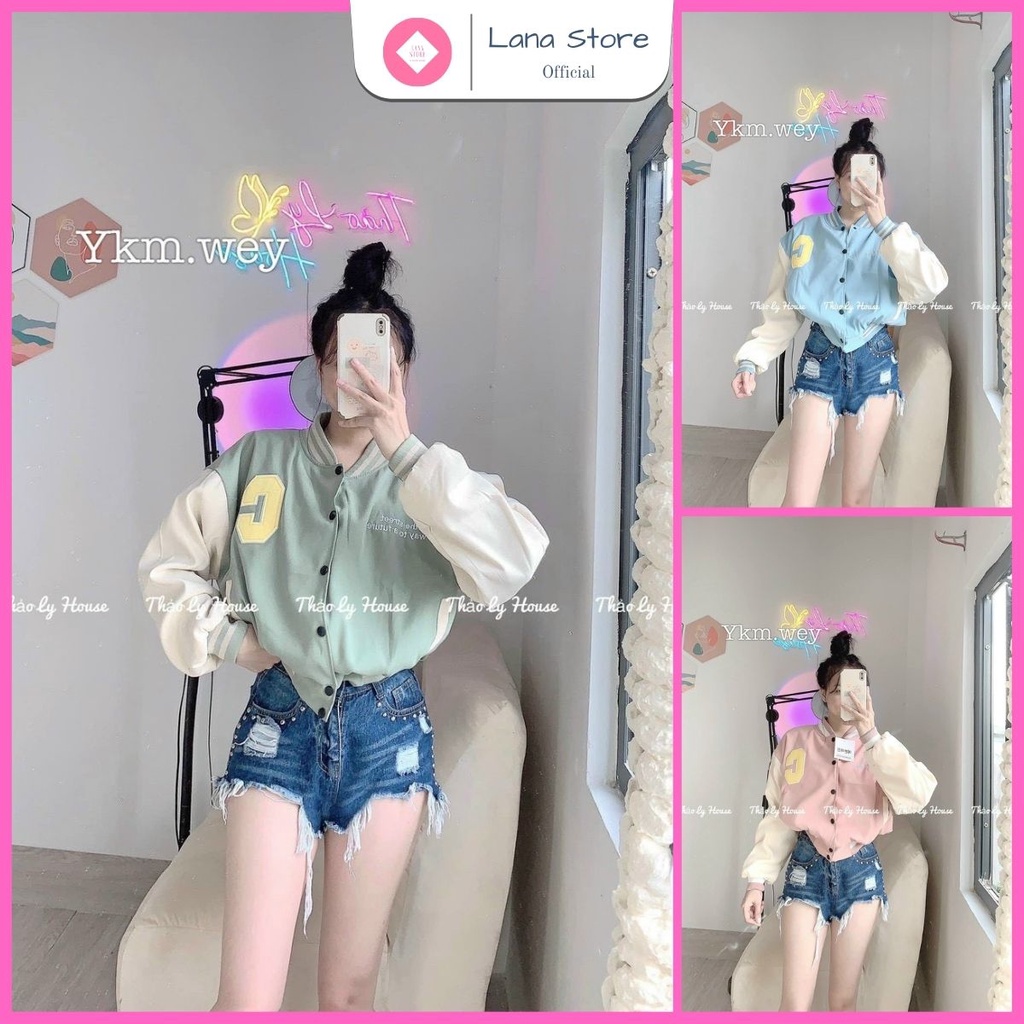 [Ảnh Thật] Áo Khoác Bomber Nhung Mềm Thêu Chữ C 2 Lớp Siêu Xinh