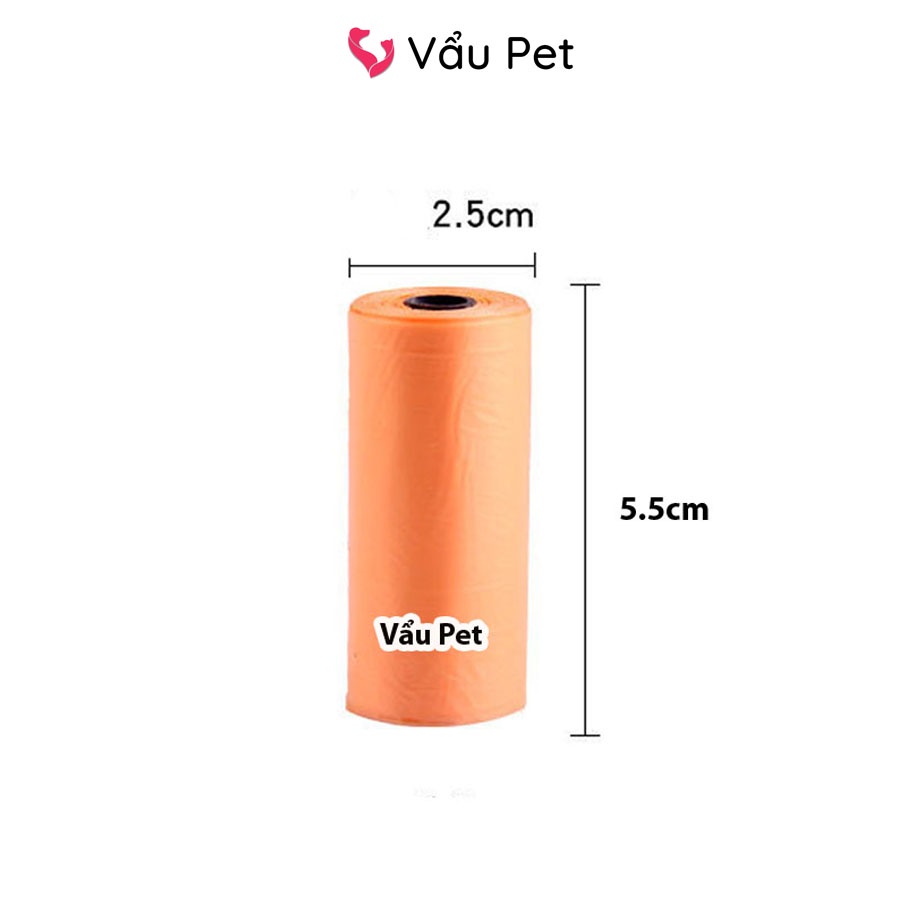 Túi nilon hót phân chó mèo thú cưng - Túi đưng phân chó mèo tự phân hủy (Cuộn 15 túi) Vẩu Pet Shop