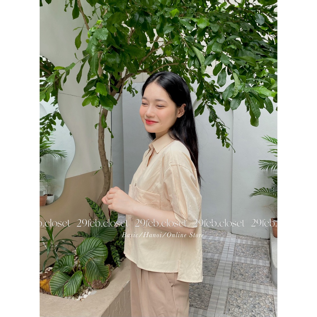 [Ảnh thật/Video] Áo sơ mi cộc tay cổ V xẻ tà - 29feb.closet - A71