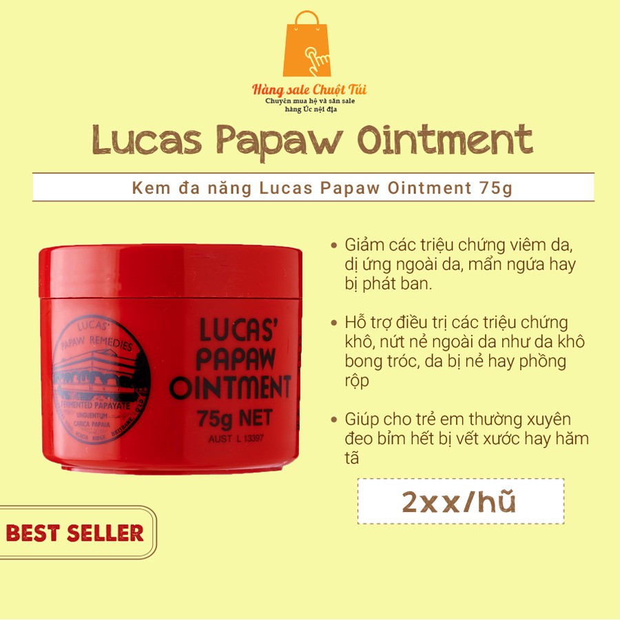 Kem đu đủ đa năng Lucas Papaw Ointment 75ml