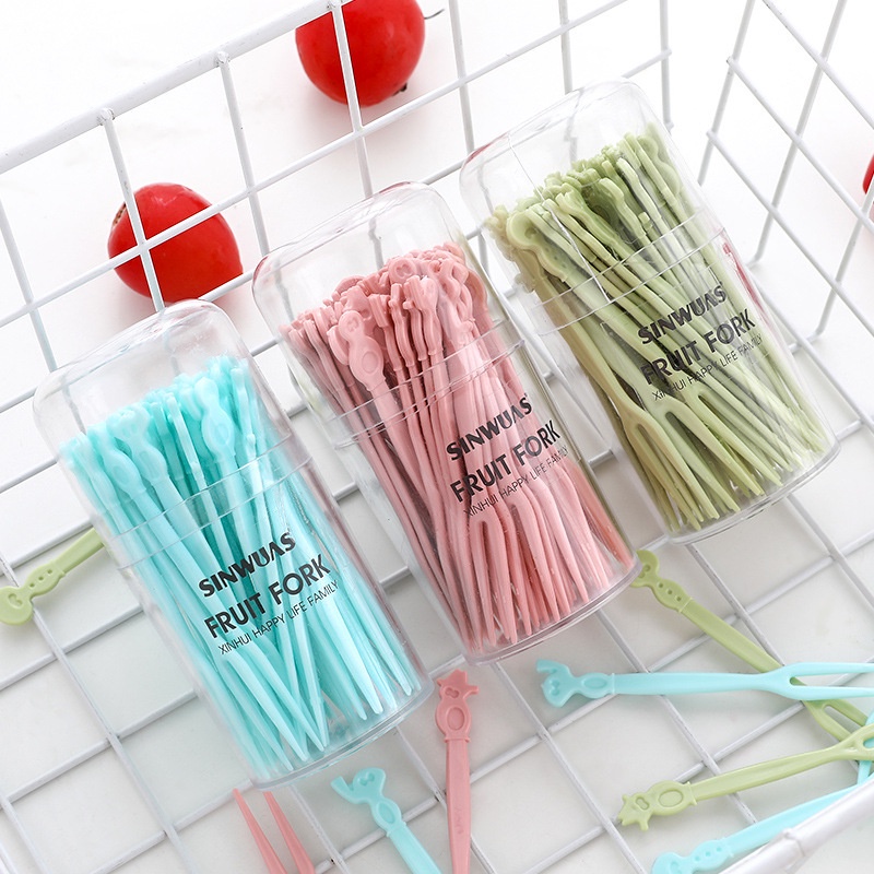 Nĩa, dĩa xiên trái cây- 1 set 50 cái bằng nhựa cao cấp