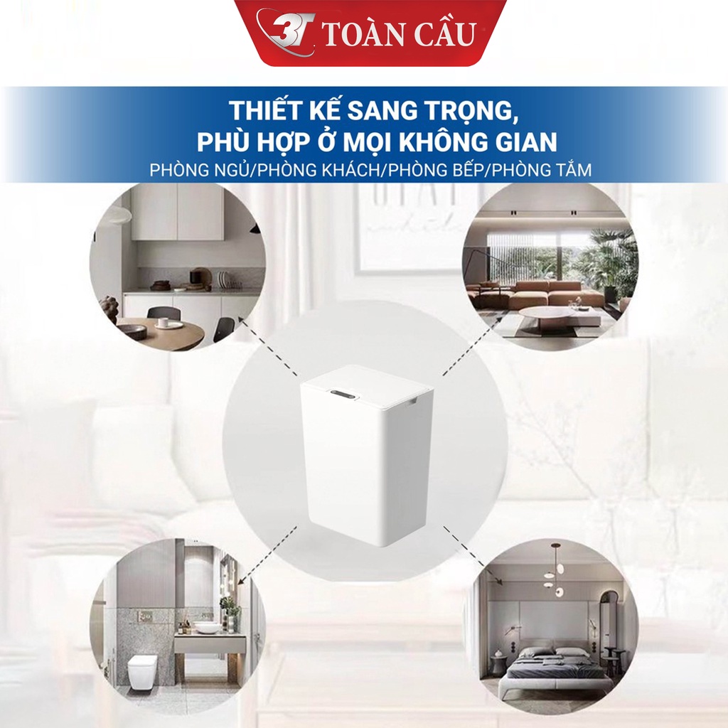 Thùng rác thông minh 18L Nguồn Sạc, 3 Chế Độ Mở Nắp Tự Động Bằng Cảm Biến Thông Minh, Nút Ấn Cảm Ứng