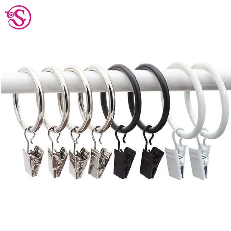 Móc treo rèm kèm khoen tròn dạng kẹp tiện dụng bộ 10 chiếc