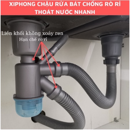 Bộ Xiphong Thoát Nước Chậu Rửa Chén Bát Kiểu Kín