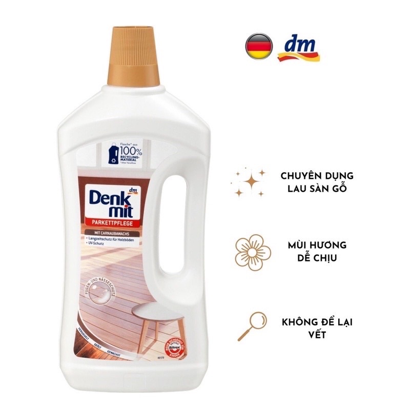 Nước lau sàn gỗ Denkmit Parkettpflege dung tích 1L - nội địa Đức