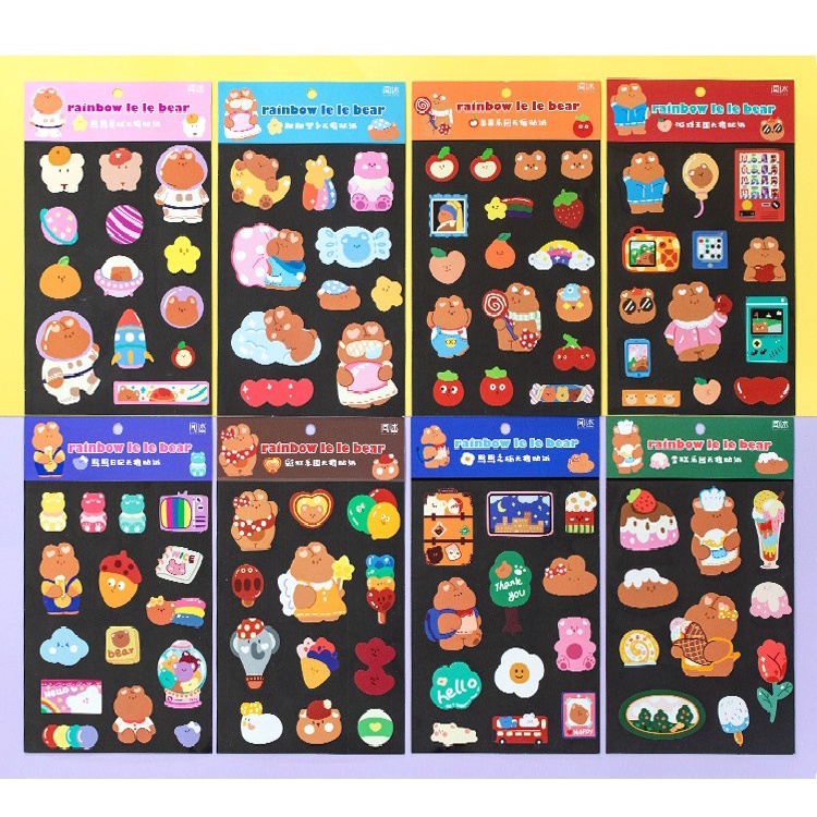 Cute Colorful Cartoon Stickers Bear Style DIY Diary Decoration Stickers