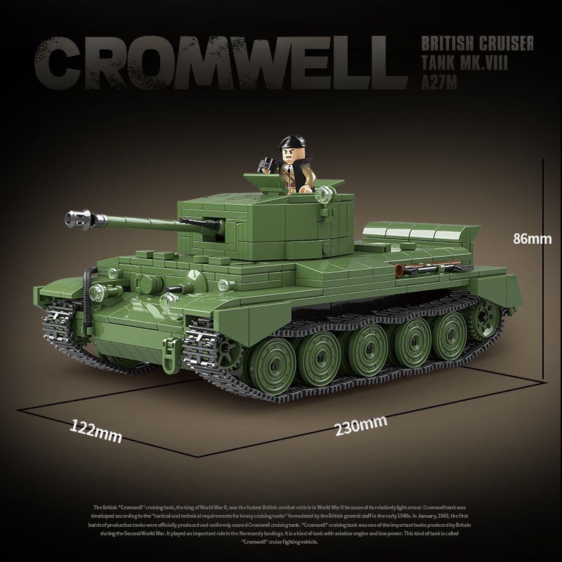 Đồ chơi Lắp ráp Mô hình xe tăng QUANGUAN Military 100237 Cromwell MK.VIII Tank A27M