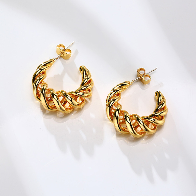 Khuyên tai VNOX thiết kế xoắn ốc màu vàng kim duyên dáng