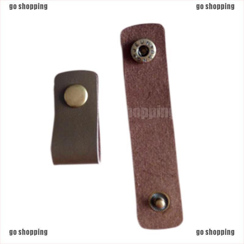 {go shopping}Brown Leather Headphone Earphone Cable Tie Cord Organizer Wrap Winder Holder