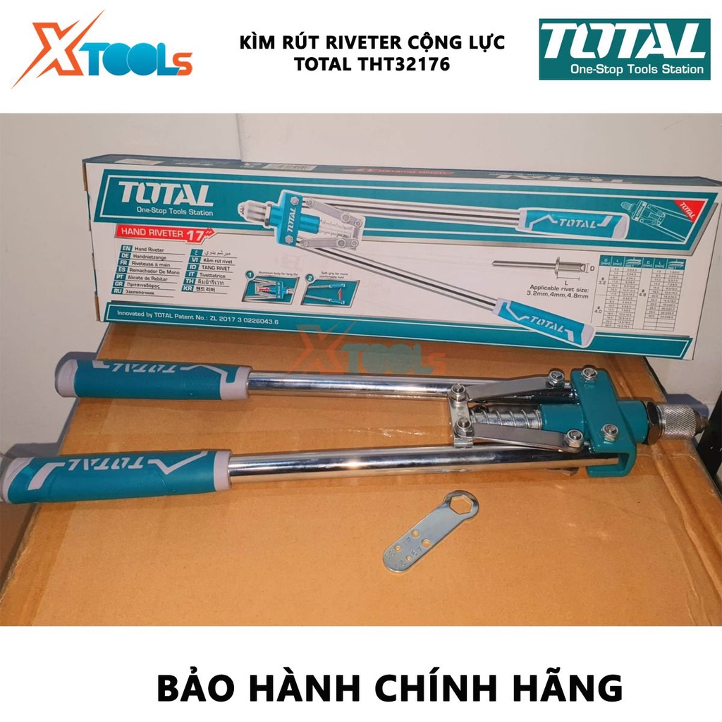 Kìm rút riveter cộng lực TOTAL THT32176 | kích thước áp dụng 3.2mm, 4mm, 4.8mm [CHÍNH HÃNG] [XTOOLs]