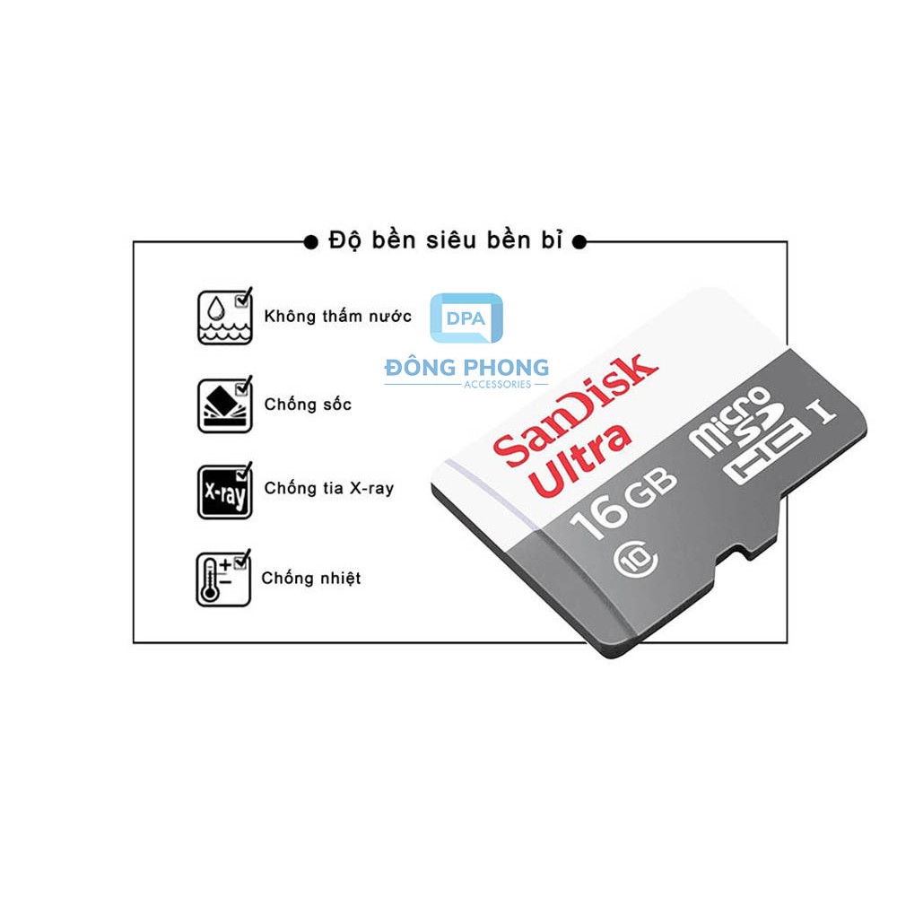 Thẻ Nhớ Micro SD 16GB Sandisk 80mb/s Chính Hãng Bảo Hành 5 Năm