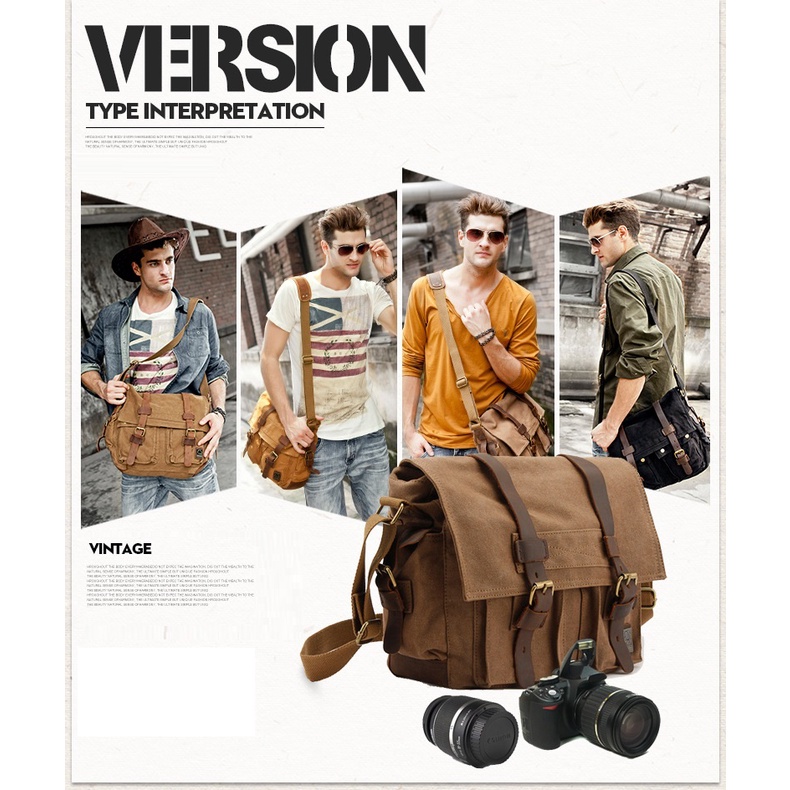 Túi đựng máy ảnh vải canvas kiểu dáng Vintage