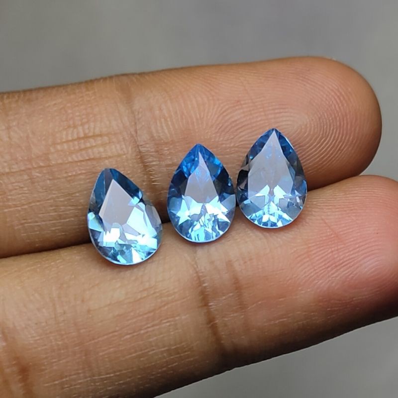 Đá Topaz Tự Nhiên Màu Xanh Dương 10x7 X 4mm Drops