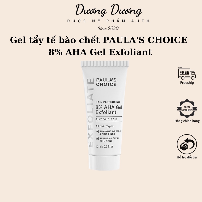 Gel loại bỏ tế bào chết, sáng da Paula's Choice Skin Perfecting 8% AHA Gel Exfoliant 15ml [Chính Hãng]
