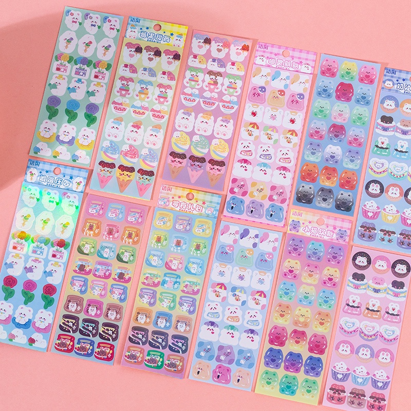 Bộ 2 Miếng Dán Trang Trí Nhật Ký/Điện Thoại Họa Tiết Hoạt Hình Dễ Thương