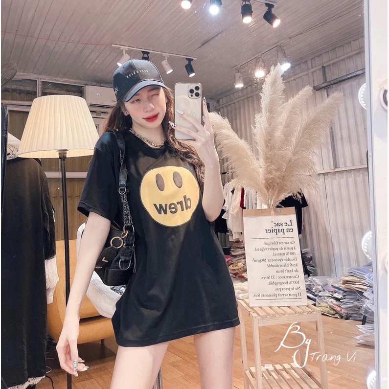 Áo Thun Đen Nam Nữ Tay Lỡ Chuẩn Form Rộng Hot Trend