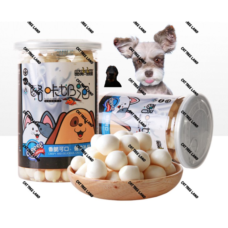 BÁNH THƯỞNG CHÓ MÈO PHÔ MAI VIÊN CANXI, VÁNG SỮA DÊ KEM TƯƠI HỘP 160G - SNACK ĂN VẶT CHÓ MÈO