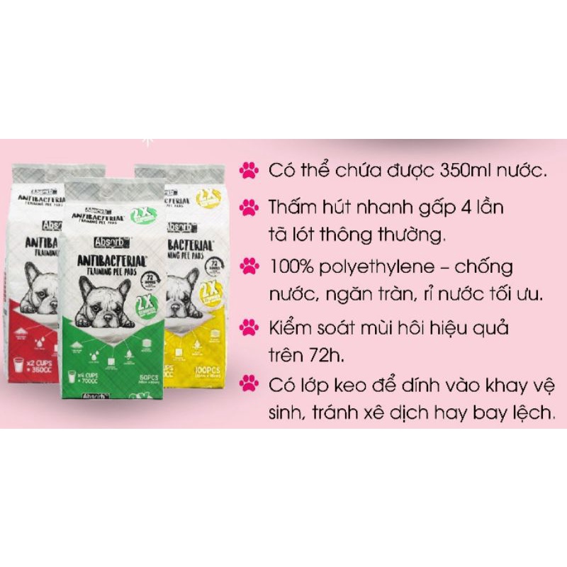 Tã lót khay vệ sinh Absorb Plus Charcoal,TÃ LÓT VỆ SINH KHÁNG KHUẨN ABSORB CHO CHÓ MÈO&lt;br&gt;