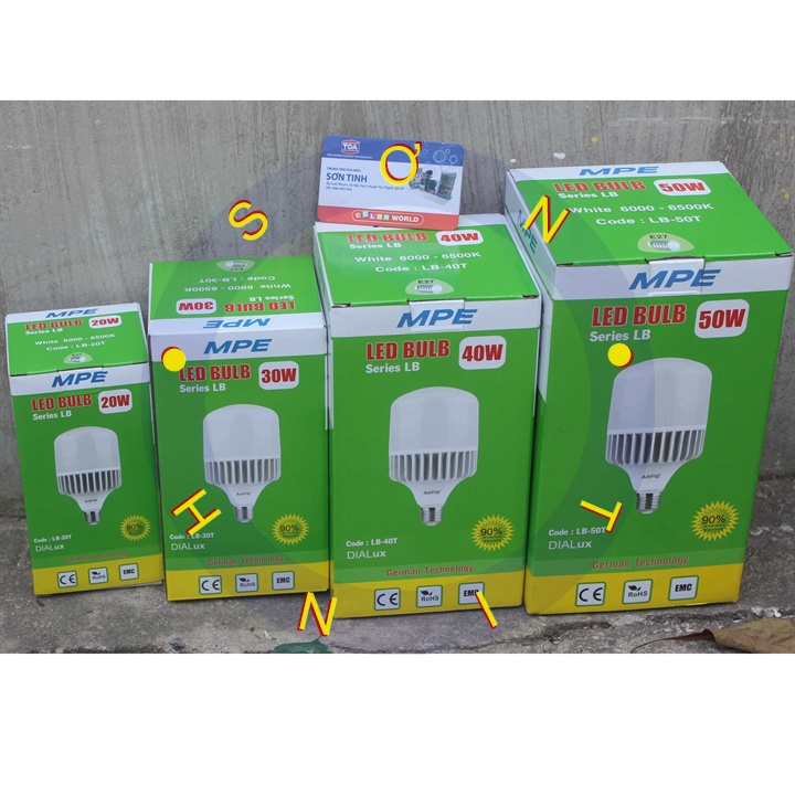 Bóng Led Bulb 12W 20W 30W 40W 50WE27 LB LBA MPE Thân Nhôm