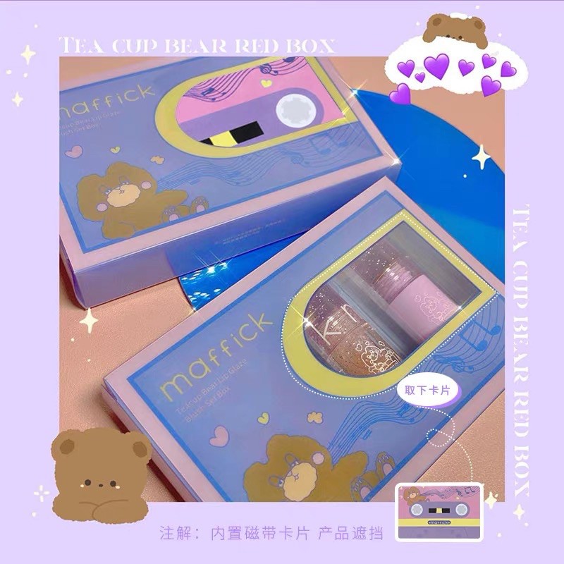 Bộ Trang Điểm 3 Món MAFFICK BEAR Gấu Tím Set Son Lì + Phấn Má Hồng + Son Dưỡng DUPE ROMAND Set Son Phấn Má 3 Món MAFFICK | WebRaoVat - webraovat.net.vn