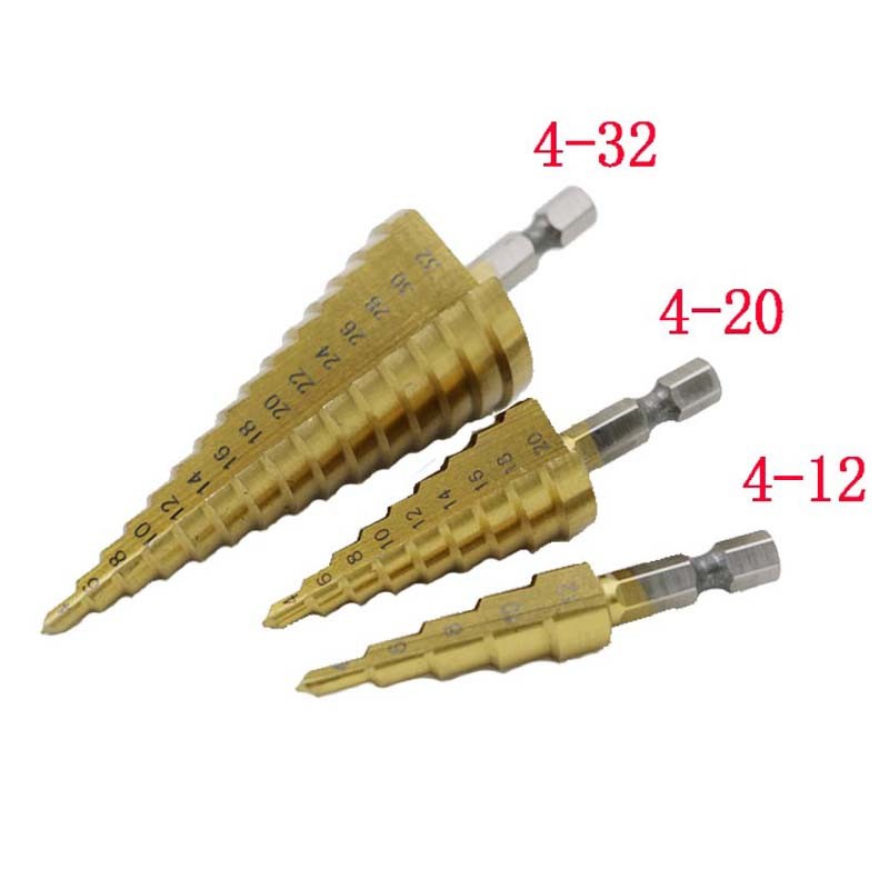 Bộ mũi khoan tháp 3 bước thẳng 4-32mm - mũi khoan tháp chuôi lục giác