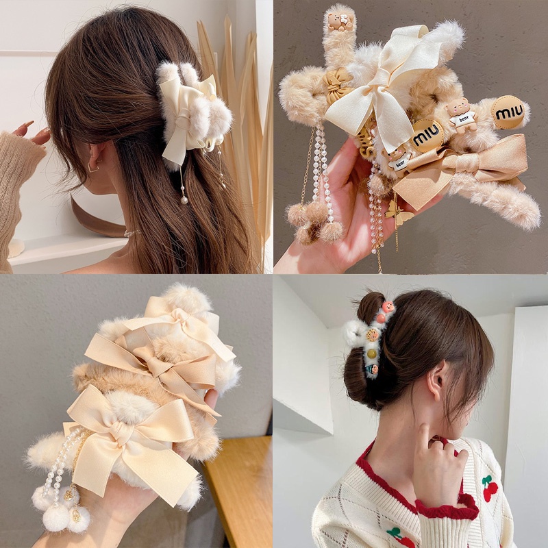 Kẹp Tóc Lông Nhung Hàn Quốc Dễ Thương Thời Trang Thu Đông